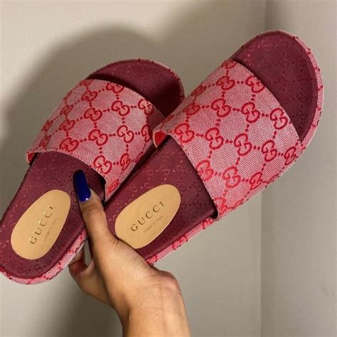 women pink gucci slides|gucci slides pink fluffy.